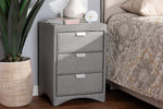 Baxton Studio Talia Modern and Contemporary Grey Fabric Upholstered 3-Drawer Nightstand