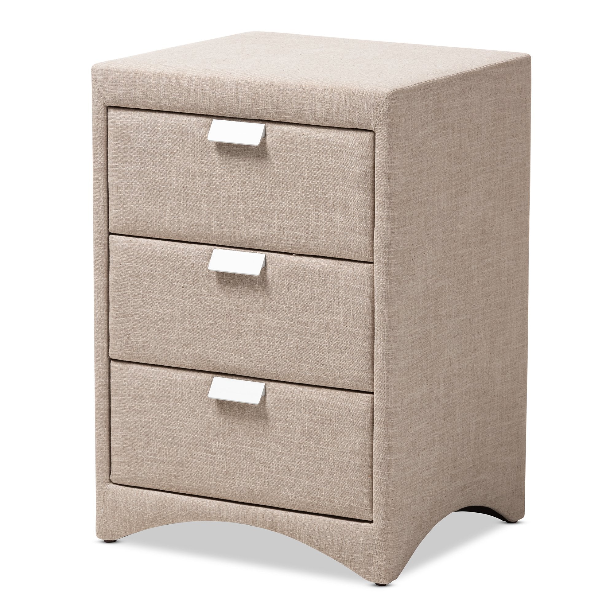 Baxton Studio Talia Modern and Contemporary Beige Fabric Upholstered 3-Drawer Nightstand