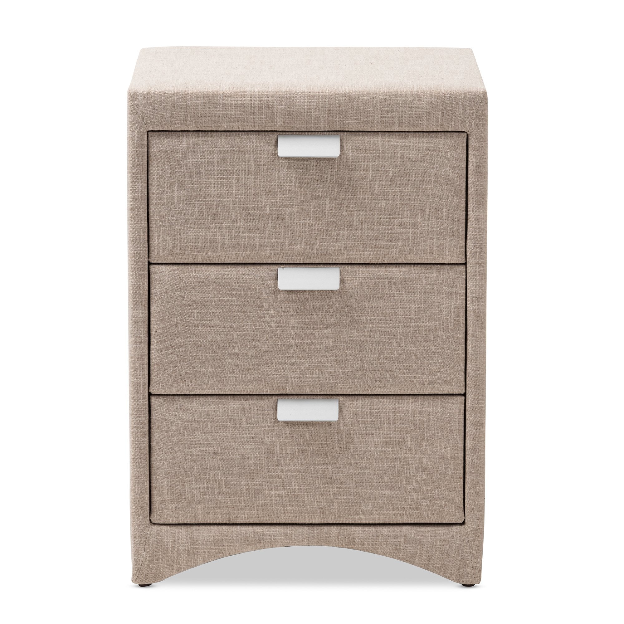 Baxton Studio Talia Modern and Contemporary Beige Fabric Upholstered 3-Drawer Nightstand