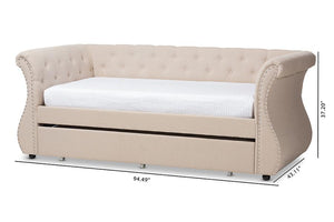 Baxton Studio Cherine Classic and Contemporary Beige Fabric Upholstered Daybed with Trundle