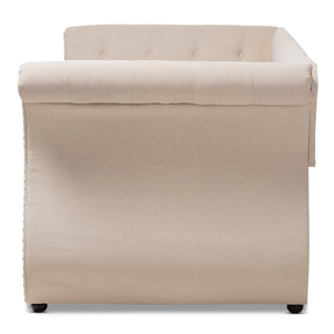 Baxton Studio Cherine Classic and Contemporary Beige Fabric Upholstered Daybed with Trundle