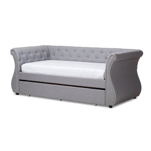 Baxton Studio Cherine Classic and Contemporary Grey Fabric Upholstered Daybed with Trundle