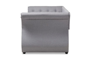 Baxton Studio Cherine Classic and Contemporary Grey Fabric Upholstered Daybed with Trundle