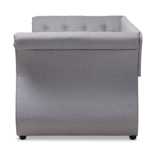 Baxton Studio Cherine Classic and Contemporary Grey Fabric Upholstered Daybed with Trundle