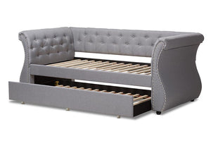 Baxton Studio Cherine Classic and Contemporary Grey Fabric Upholstered Daybed with Trundle