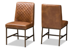 Baxton Studio Margaux Modern Luxe Light Brown Faux Leather Upholstered Dining Chair (Set of 2)