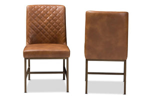 Baxton Studio Margaux Modern Luxe Light Brown Faux Leather Upholstered Dining Chair (Set of 2)