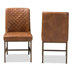 Baxton Studio Margaux Modern Luxe Light Brown Faux Leather Upholstered Dining Chair (Set of 2)