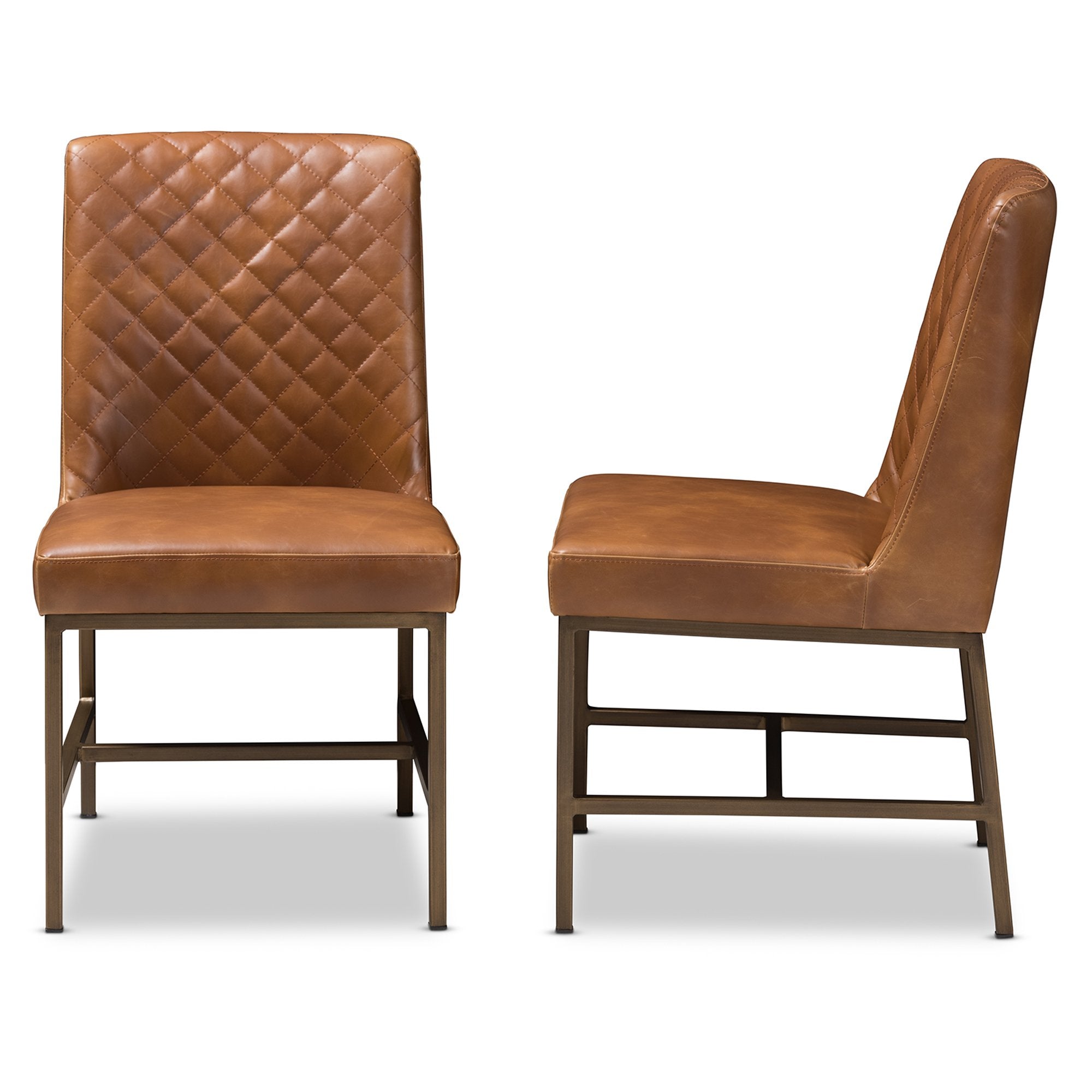 Baxton Studio Margaux Modern Luxe Light Brown Faux Leather Upholstered Dining Chair (Set of 2)