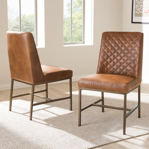 Baxton Studio Margaux Modern Luxe Light Brown Faux Leather Upholstered Dining Chair (Set of 2)