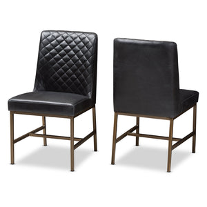 Baxton Studio Margaux Modern Luxe Black Faux Leather Upholstered Dining Chair (Set of 2)