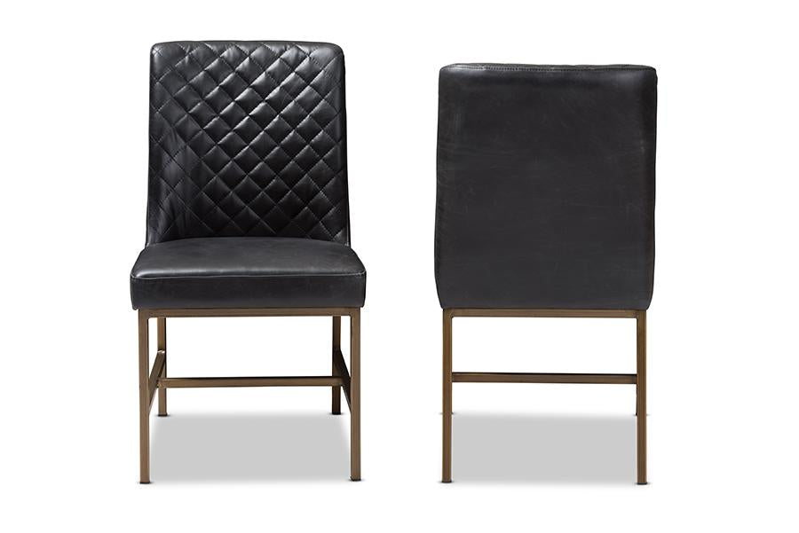 Baxton Studio Margaux Modern Luxe Black Faux Leather Upholstered Dining Chair (Set of 2)