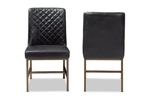 Baxton Studio Margaux Modern Luxe Black Faux Leather Upholstered Dining Chair (Set of 2)