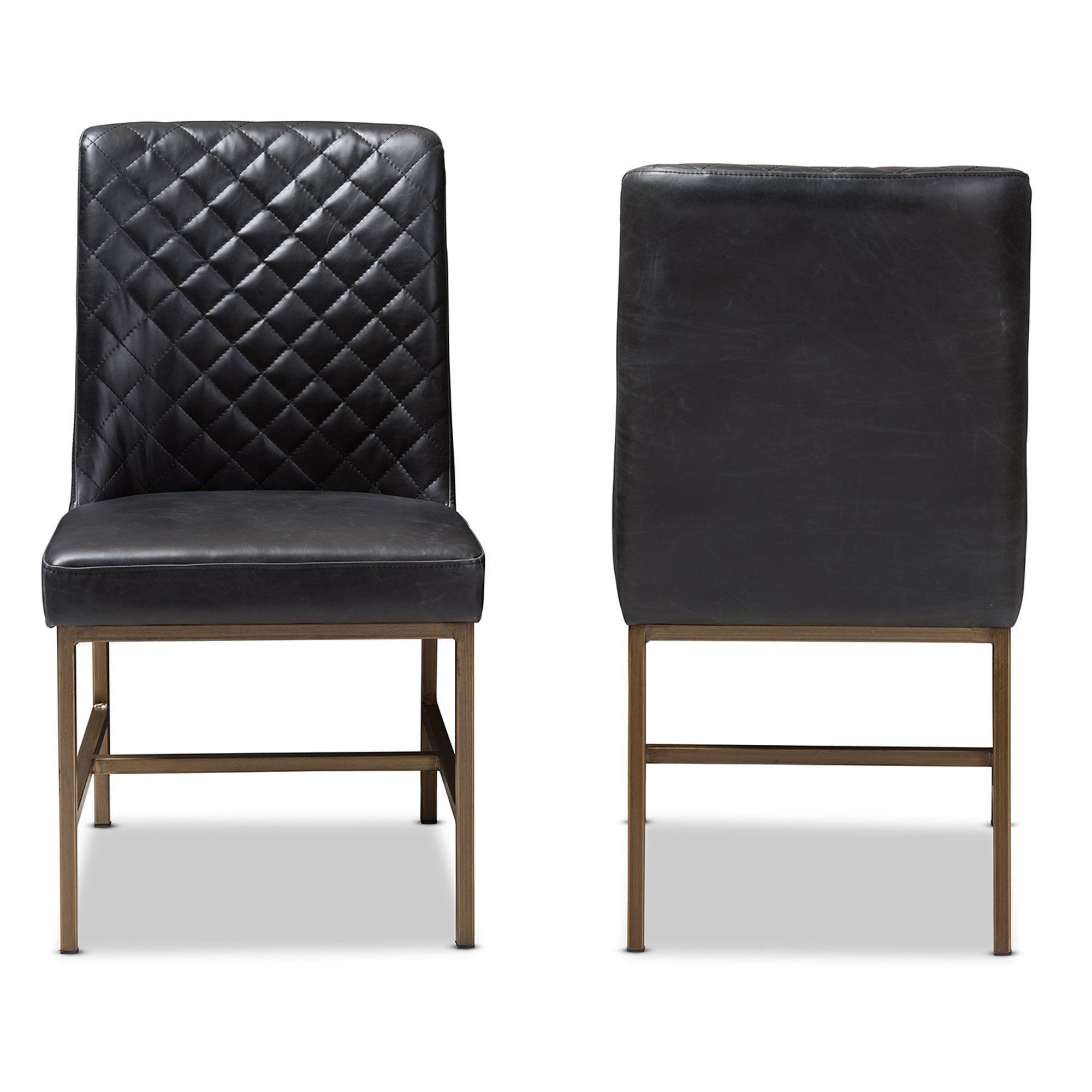 Baxton Studio Margaux Modern Luxe Black Faux Leather Upholstered Dining Chair (Set of 2)