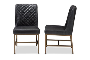 Baxton Studio Margaux Modern Luxe Black Faux Leather Upholstered Dining Chair (Set of 2)