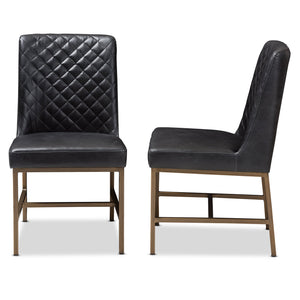 Baxton Studio Margaux Modern Luxe Black Faux Leather Upholstered Dining Chair (Set of 2)