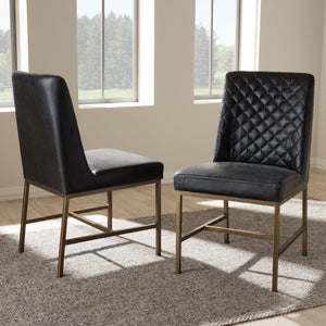 Baxton Studio Margaux Modern Luxe Black Faux Leather Upholstered Dining Chair (Set of 2)