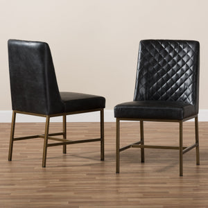 Baxton Studio Margaux Modern Luxe Black Faux Leather Upholstered Dining Chair (Set of 2)