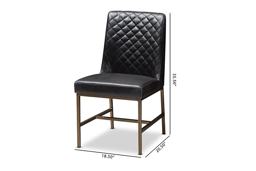 Baxton Studio Margaux Modern Luxe Black Faux Leather Upholstered Dining Chair (Set of 2)