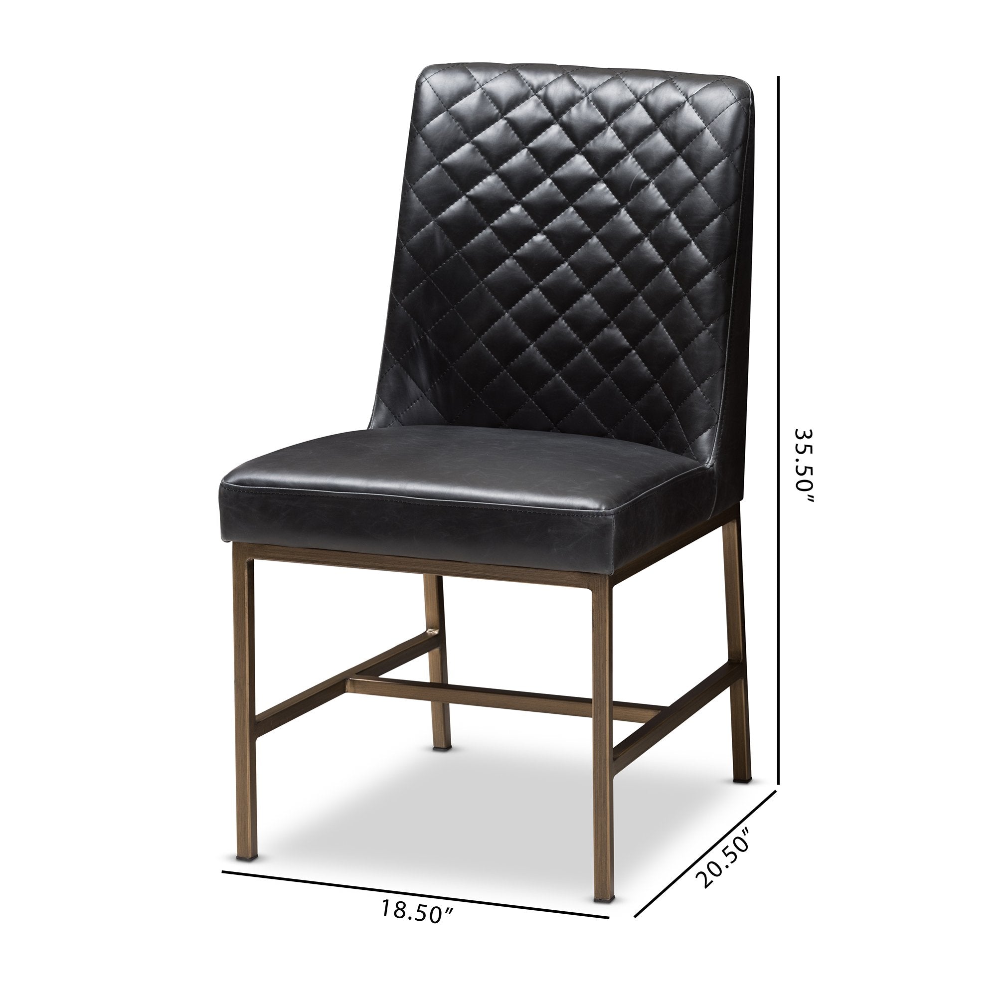 Baxton Studio Margaux Modern Luxe Black Faux Leather Upholstered Dining Chair (Set of 2)