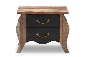 Baxton Studio Romilly Country Cottage Farmhouse Black and Oak-Finished Wood 2-Drawer Nightstand