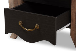 Baxton Studio Romilly Country Cottage Farmhouse Black and Oak-Finished Wood 2-Drawer Nightstand