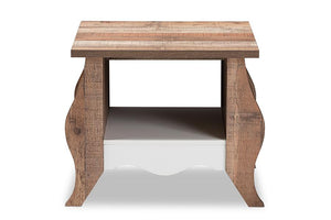 Baxton Studio Raynell Country Cottage Farmhouse White and Oak-Finished End Table