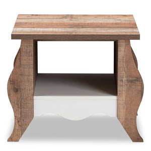 Baxton Studio Raynell Country Cottage Farmhouse White and Oak-Finished End Table