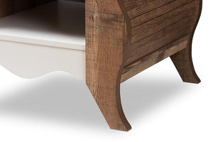 Baxton Studio Raynell Country Cottage Farmhouse White and Oak-Finished End Table