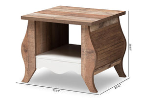 Baxton Studio Raynell Country Cottage Farmhouse White and Oak-Finished End Table