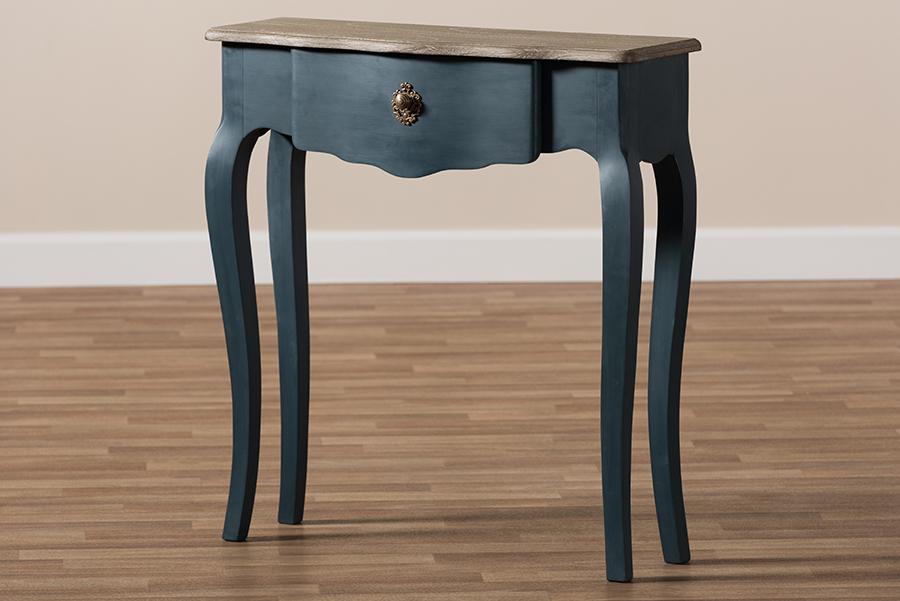 Baxton Studio Mazarine Classic and Provincial Blue Spruce Finished Console Table