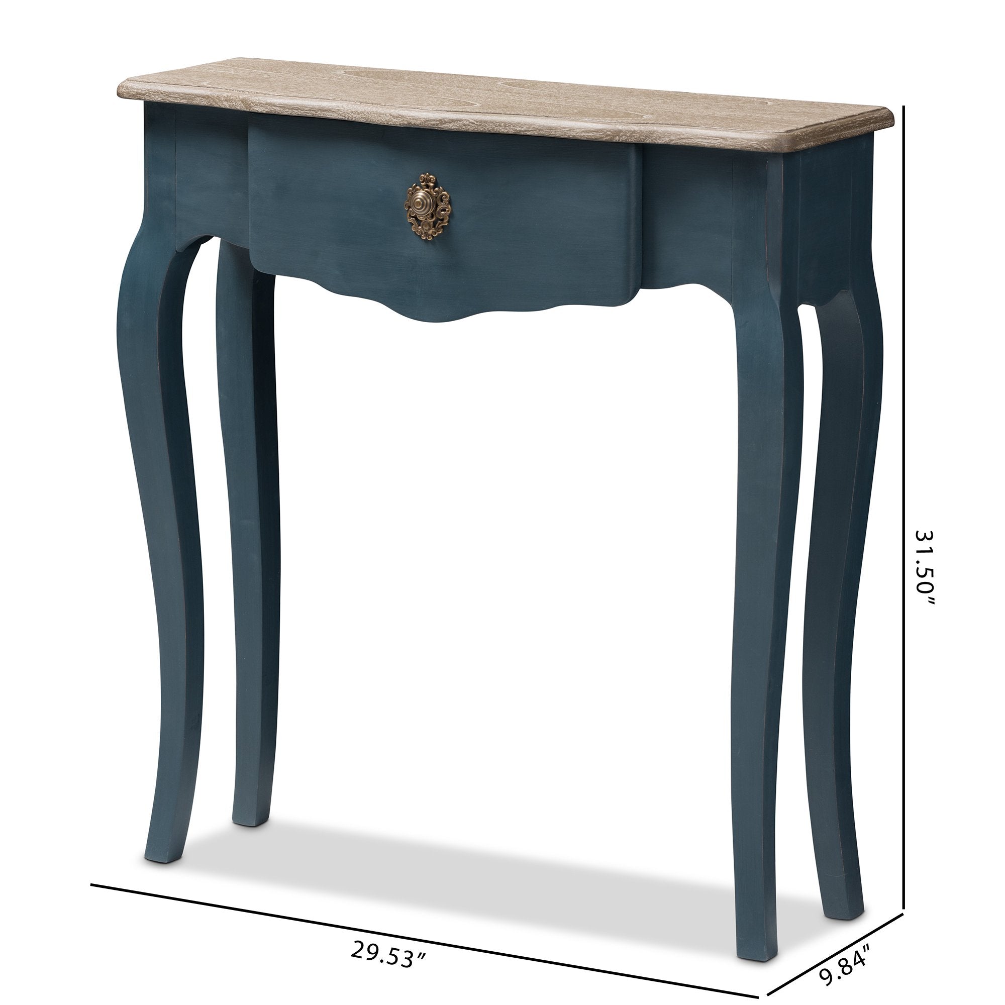 Baxton Studio Mazarine Classic and Provincial Blue Spruce Finished Console Table