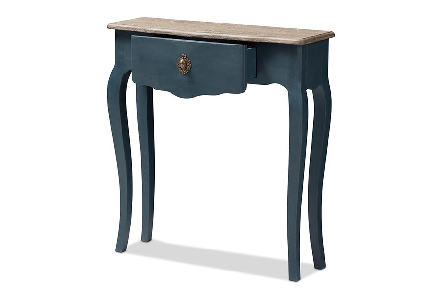 Baxton Studio Mazarine Classic and Provincial Blue Spruce Finished Console Table