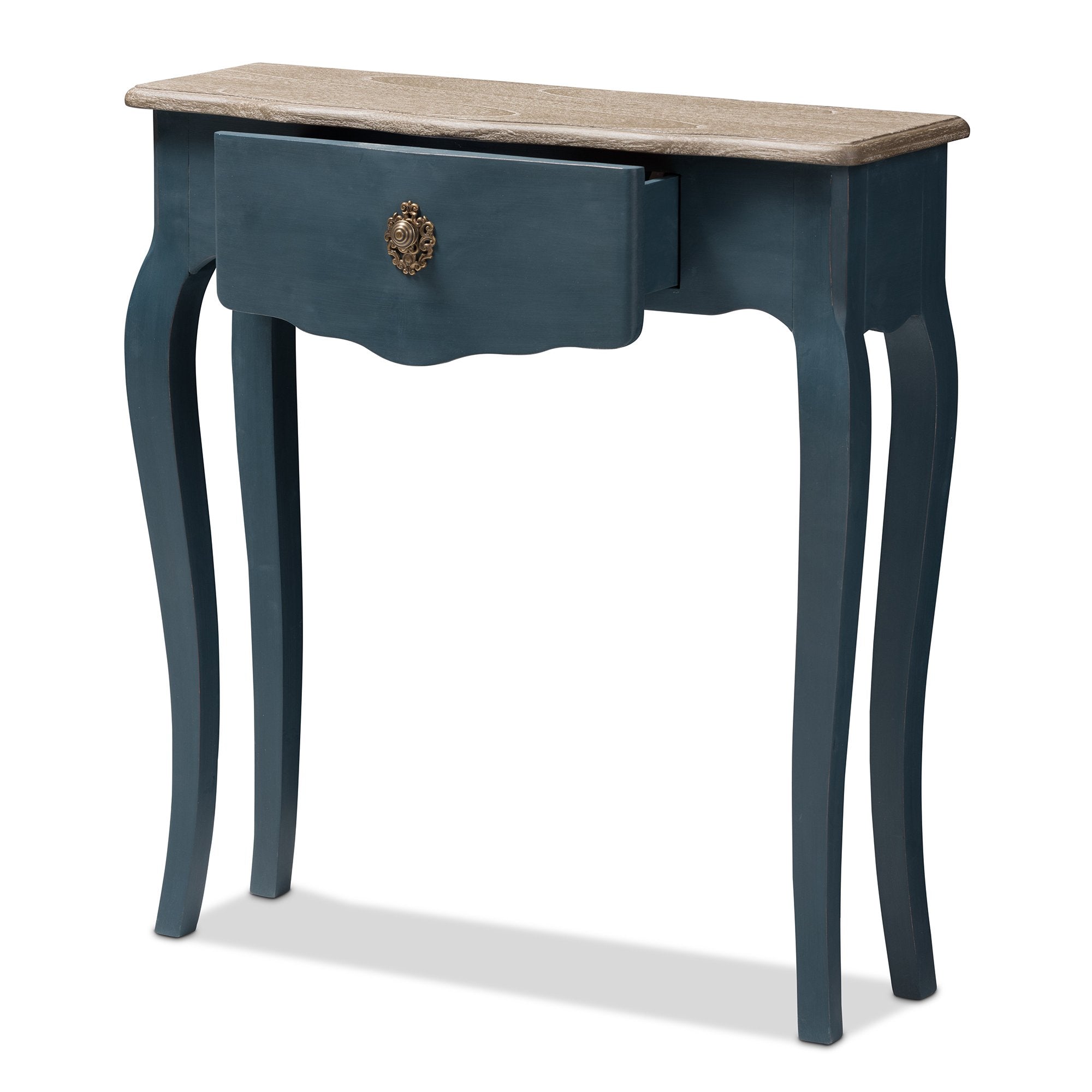 Baxton Studio Mazarine Classic and Provincial Blue Spruce Finished Console Table