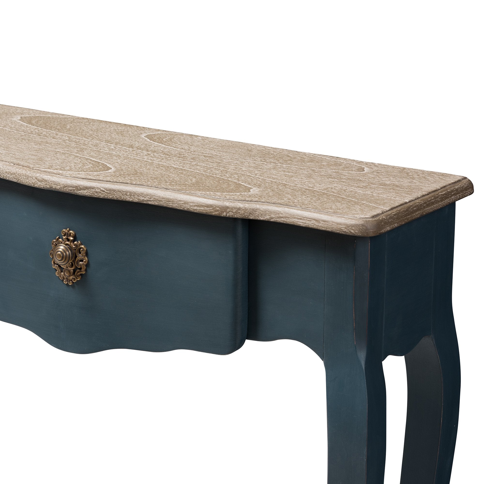 Baxton Studio Mazarine Classic and Provincial Blue Spruce Finished Console Table