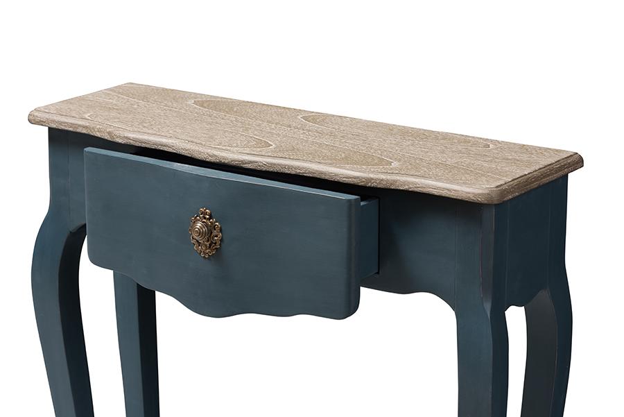 Baxton Studio Mazarine Classic and Provincial Blue Spruce Finished Console Table