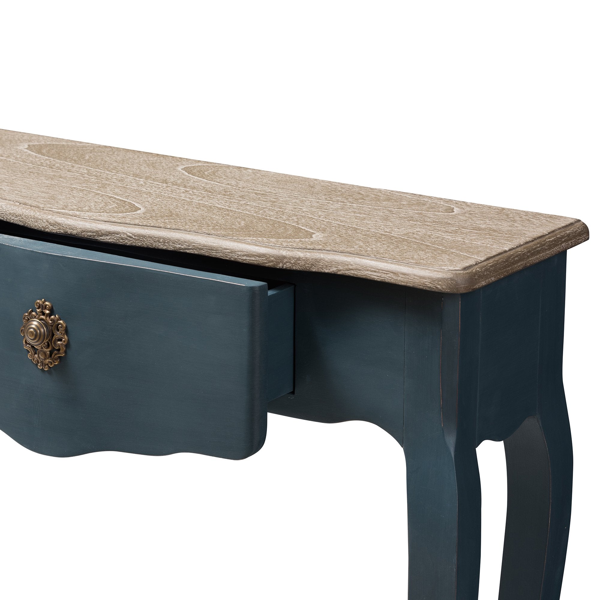 Baxton Studio Mazarine Classic and Provincial Blue Spruce Finished Console Table