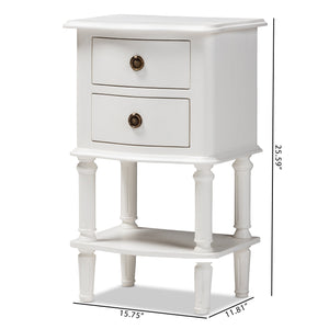 Baxton Studio Audrey Country Cottage Farmhouse White Finished 2-Drawer Nightstand