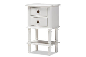 Baxton Studio Audrey Country Cottage Farmhouse White Finished 2-Drawer Nightstand