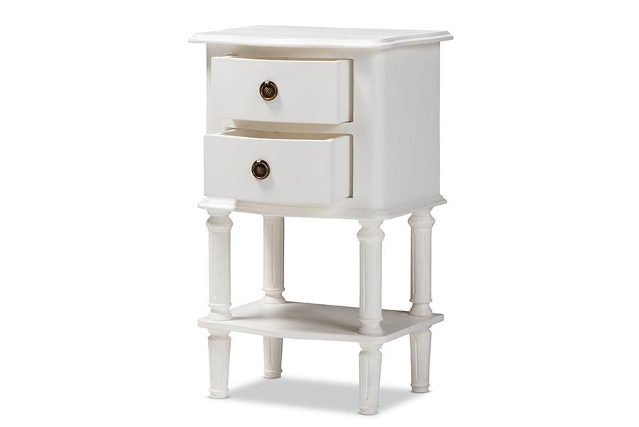 Baxton Studio Audrey Country Cottage Farmhouse White Finished 2-Drawer Nightstand