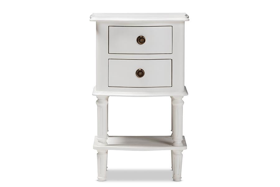 Baxton Studio Audrey Country Cottage Farmhouse White Finished 2-Drawer Nightstand