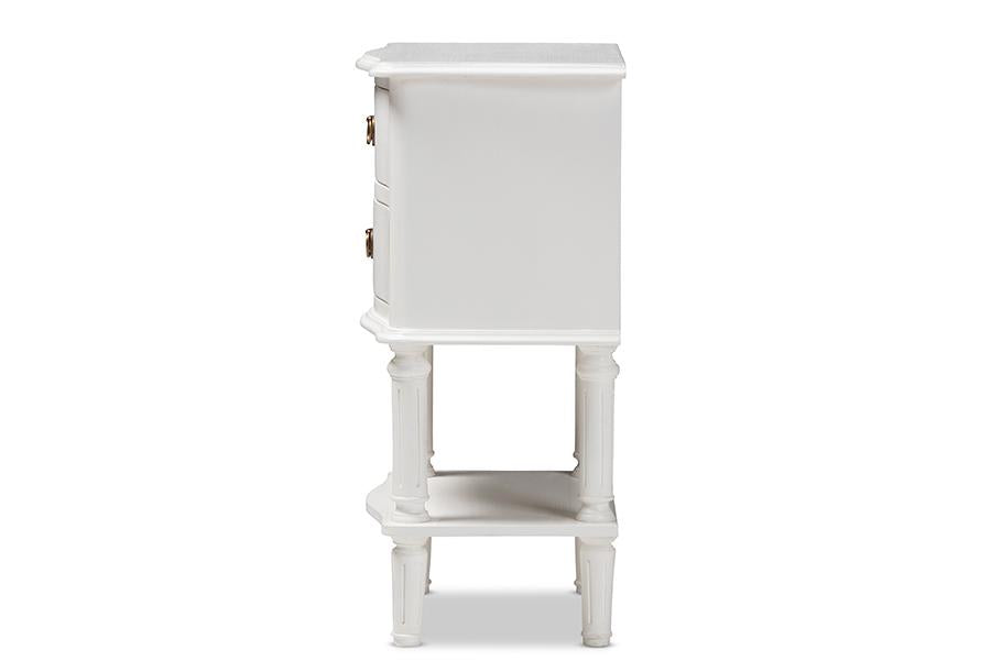 Baxton Studio Audrey Country Cottage Farmhouse White Finished 2-Drawer Nightstand