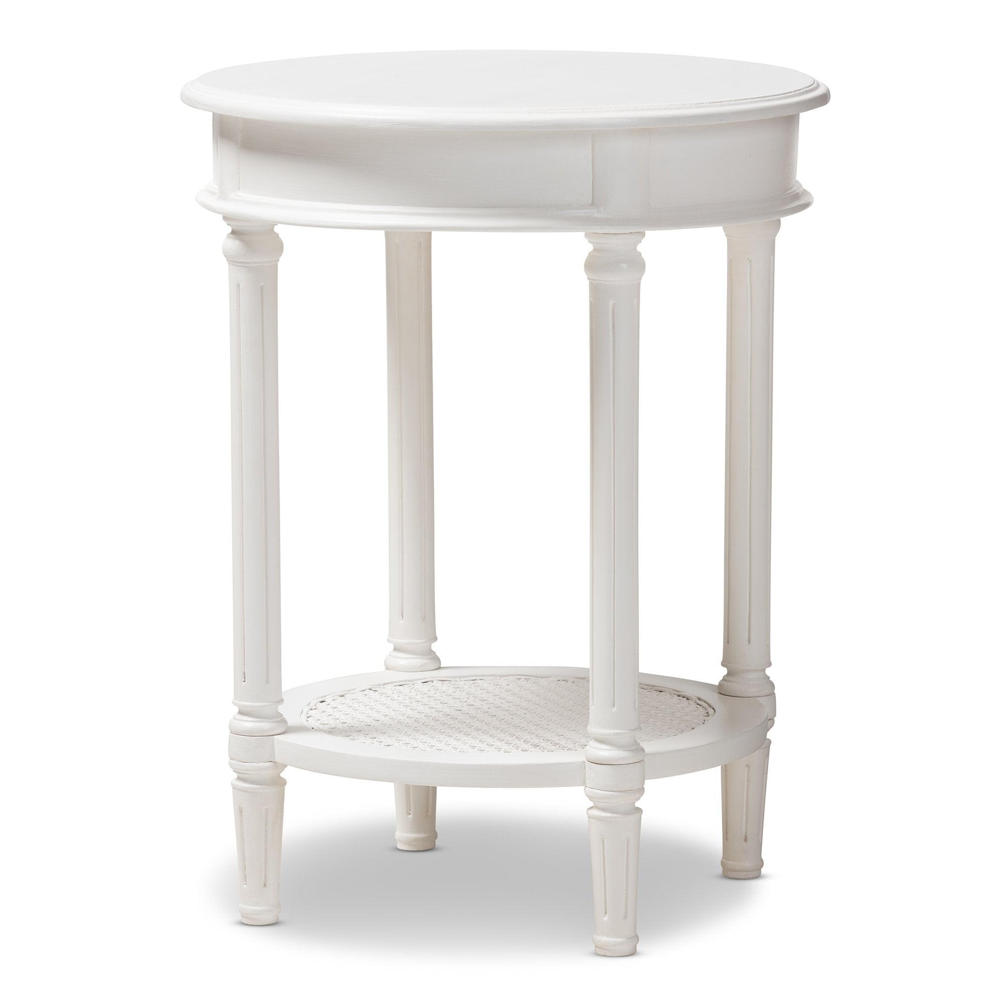 Baxton Studio Poire Country Cottage Farmhouse White Finished End Table