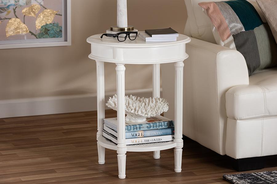 Baxton Studio Poire Country Cottage Farmhouse White Finished End Table