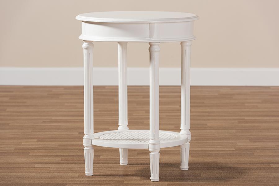 Baxton Studio Poire Country Cottage Farmhouse White Finished End Table