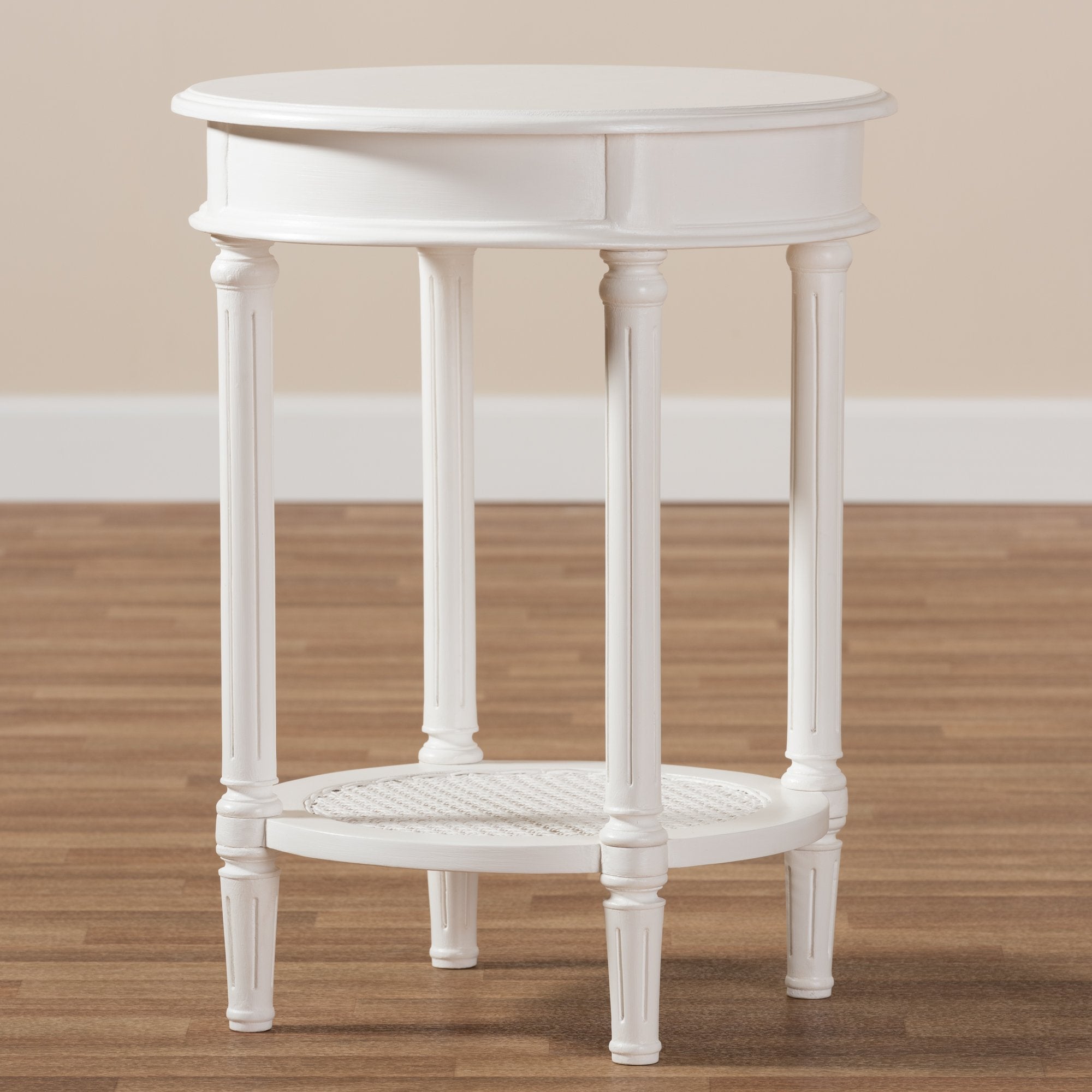 Baxton Studio Poire Country Cottage Farmhouse White Finished End Table