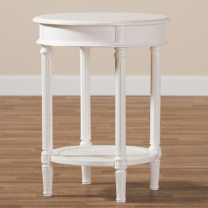 Baxton Studio Poire Country Cottage Farmhouse White Finished End Table