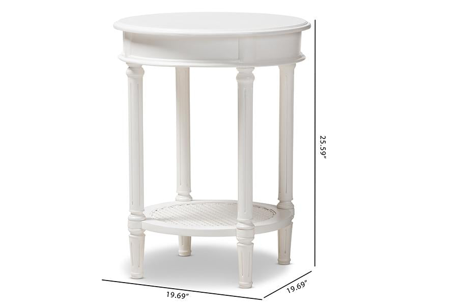 Baxton Studio Poire Country Cottage Farmhouse White Finished End Table