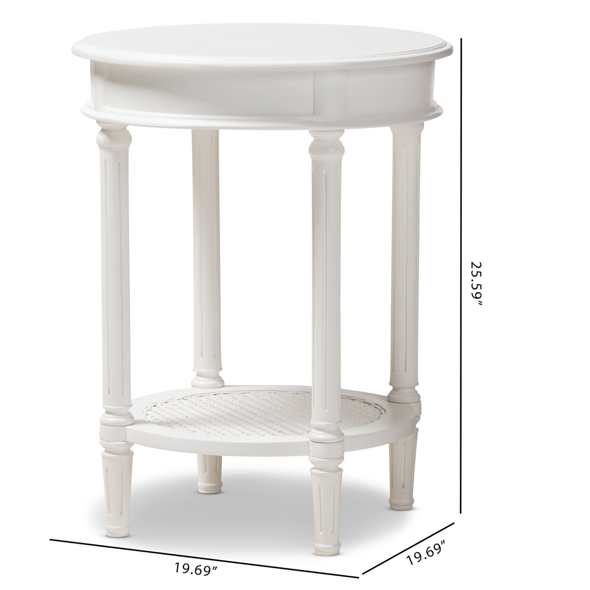 Baxton Studio Poire Country Cottage Farmhouse White Finished End Table