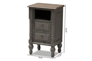 Baxton Studio Noemie Country Cottage Farmhouse Brown Finished 2-Drawer Nightstand